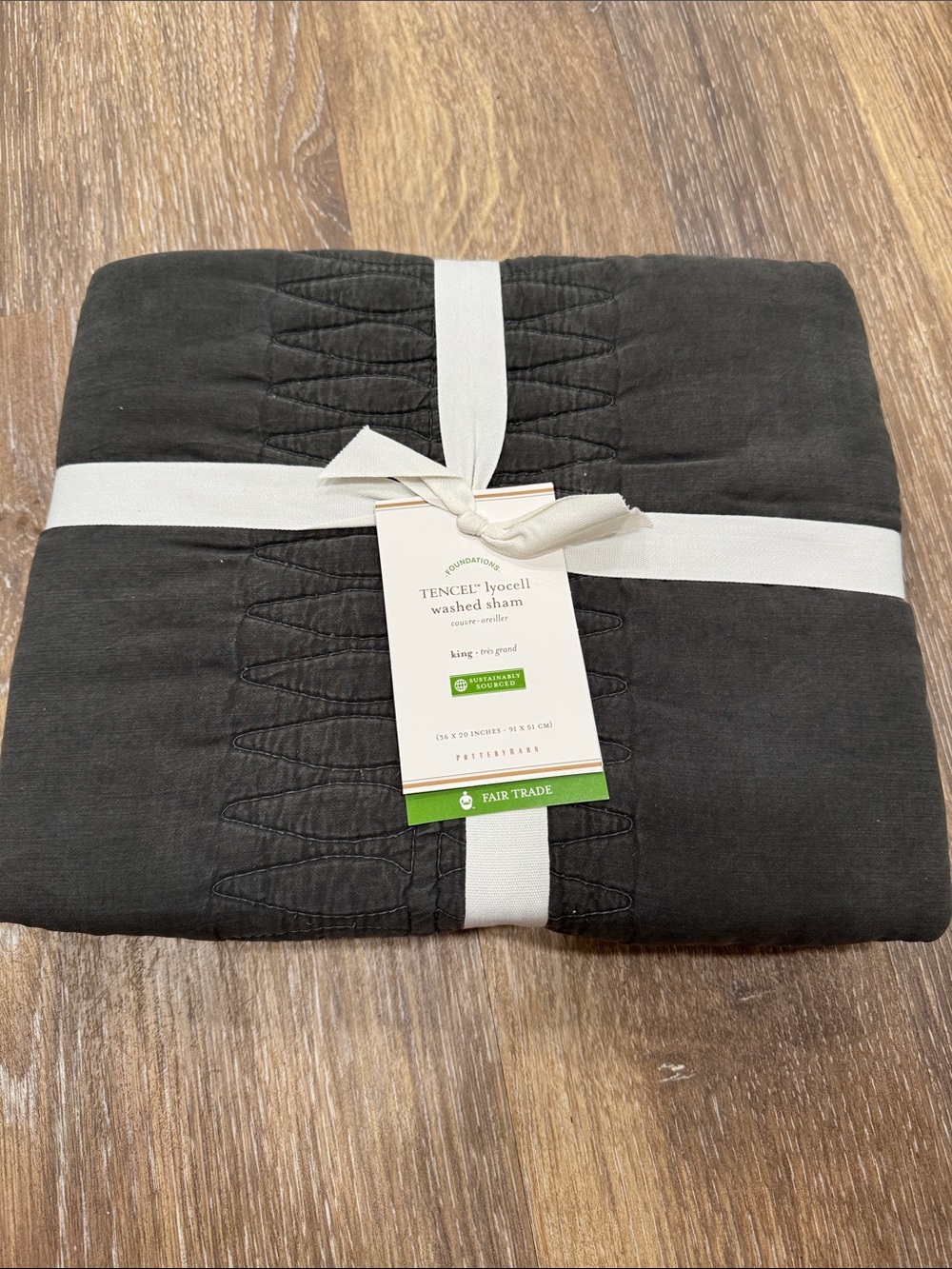 NWT, Pottery Barn- Tencel Lyocell washed sham, King, Charcoal